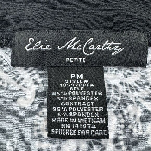 Elie McCARTHY Petite Medium Sleeveless Dress Black White Handkerchief Bottom - Picture 4 of 9